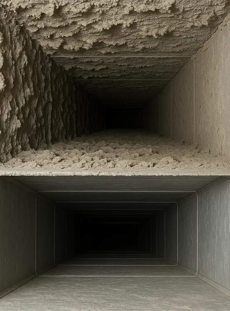 Before and after duct cleaning in Humble Texas